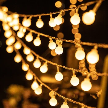 1,5 М, 3 м, 6 м, сказочная гирлянда, светодиодные гирлянды с шариками, водонепроницаемые для украшения рождественской елки, свадьбы, дома, в помещении, на батарейках