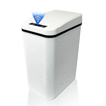 1 ШТ. Автоматическое бесконтактное мусорное ведро для ванной с крышкой Из белого тонкого пластика с датчиком движения, закрытое мусорным ведром