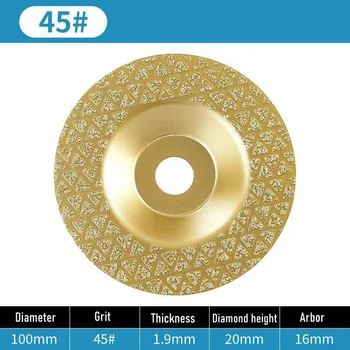 1шт 100 мм 45/60/100 # Вакуумная пайка Алмазного круга с чашкой, Шлифовальный диск Для Шлифовальной машины Для резки плитки, мрамора, керамики, бетона