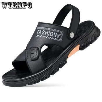 WTEMPO/ Летние модные мужские сандалии на натуральной мягкой подошве, пляжная обувь для отдыха на открытом воздухе, нескользящие тапочки для папы двойного назначения