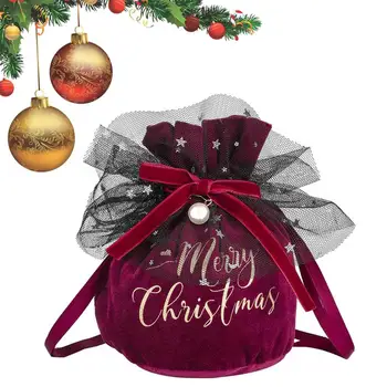 Бархатные мешочки для украшений, мини-мешочки для рождественских подарков, бархатные мешочки для подарков, мешочки для угощений, Маленькие мешочки на шнурке для конфет, закусок, бисквита, шоколада.