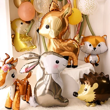 Воздушный шар из фольги на животную тематику, олень, кролик, Белка, Сафари для вечеринок, товары для украшения Дня рождения взрослых и детей