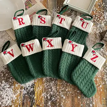 Вышитые рождественские носки, Рождественские носки с шнурком, привлекательные рождественские чулки, праздничные вязаные украшения для праздника