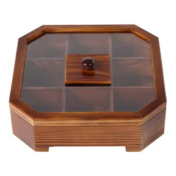 Контейнер для сухофруктов, Деревянный ящик для хранения сухофруктов, Многофункциональный контейнер для хранения закусок, Секционный лоток с прозрачным окошком
