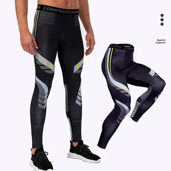 Мужские спортивные брюки, компрессионные быстросохнущие леггинсы для фитнеса, мужская спортивная одежда, леггинсы для баскетбола, спортивные штаны для бега в тренажерном зале