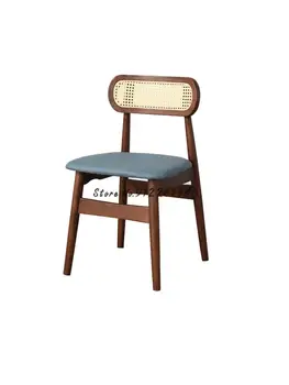 Обеденный стул из массива дерева в скандинавском стиле, Плетеный стул со спинкой, Офисный стул, Рабочий стул из ротанга, Японский обеденный стол и стул