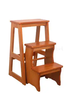 Ограниченное специальное предложение 900 Трехъярусная лестница из цельного дерева, табурет, складная бытовая лестница, скамейка, подставка для цветов, деревянная лестница двойного назначения