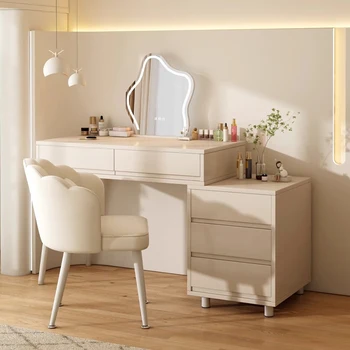 Освещение Зеркало Белый комод Спальня Современный минималистичный Скандинавский Туалетный столик для хранения косметики Мебель для дома Tavoli Da Trucco LJ50DT