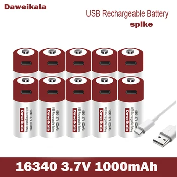 1-10 шт. новый USB аккумулятор для быстрой зарядки SHSEJA CR123A 123A CR123 ICR 16340 3,7 В литий-ионный аккумулятор на 1000 мАч