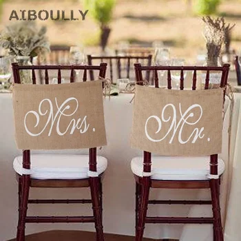 1 пара Романтических свадебных стульев, Вывески, Баннер Мистер Миссис Невеста, Жених, Реквизит для фотобудки, принадлежности для украшения свадебной вечеринки