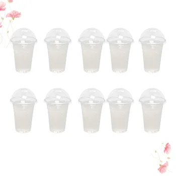 100 шт Одноразовых стаканчиков для мороженого, пластиковые куполообразные крышки, прозрачный сок, холодный напиток, чай с молоком, пузырьки