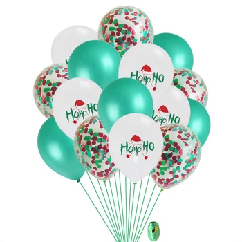 15 шт., набор рождественских воздушных шаров, красно-зеленый набор конфетти, комбинация, Набор воздушных шаров для веселой рождественской вечеринки