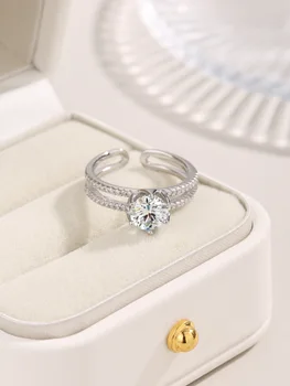 2023, корейское новое кольцо с шестью микро-бриллиантами в виде когтей, модное универсальное элегантное кольцо с муассанитом для темперамента, старший дизайн
