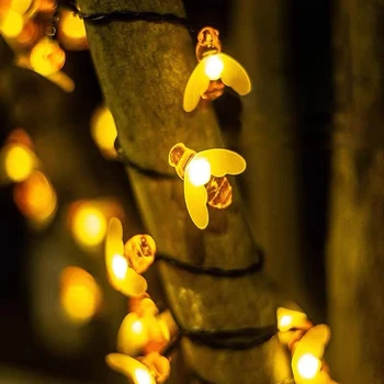 5-12 м Прекрасные светодиодные ночные огни в форме пчелы, Сказочная гирлянда, забор для сада во внутреннем дворе, лампа-гирлянда для патио, Рождественское украшение