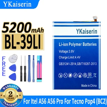 5200 мАч YKaiserin Аккумулятор BL-39LI BL39LI Для Itel A56Pro A56 Pro Для аккумуляторов мобильных телефонов Tecno Pop4 Pop 4 (BC2)