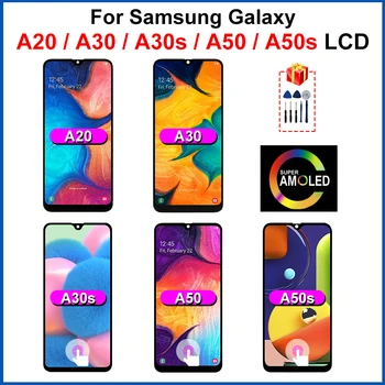 AMOLED Для Samsung Galaxy A20 ЖК-дисплей A30 Дисплей A50 ЖК-дисплей A50S A30S Экран Для A205F A305F A307F A505F A507F Сенсорный экран Дигитайзер