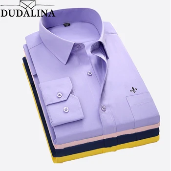 Camisa Мужская рубашка с длинными рукавами, приталенный дизайн, однотонная деловая повседневная рубашка, мужская социальная брендовая мужская одежда