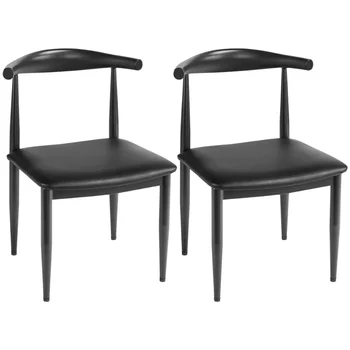 SMILE MART, 2 шт., Современные кожаные обеденные стулья без подлокотников со спинкой, черный