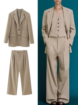 TRAF Новый осенний блейзер, пальто, женские модные однобортные офисные женские блейзеры, женская куртка, Новинка 2023 года в верхней одежде