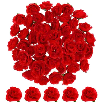 WINOMO 50шт искусственные розы Цветочные головки свадебное украшение (красное) Ramos