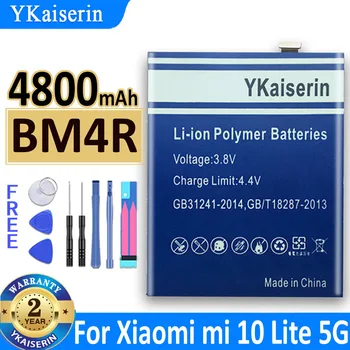 Аккумулятор для телефона YKaiserin BM4R 4800 мАч для Xiaomi Mi 10 Lite 10Lite 5G Zoom Запасные батареи Bateria