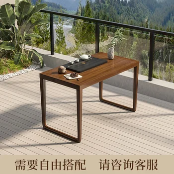 Балкон журнальный столик и стул из массива дерева, новый китайский журнальный столик из бревна кунг-фу домашний простой журнальный столик маленькая квартира