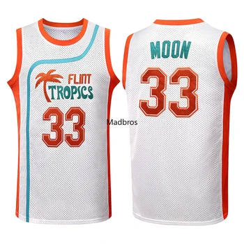 Баскетбольные майки Jackie Moon Jersey 33 Flint Tropics, спортивная рубашка из джерси кофейно-черного цвета, спортивная рубашка из джерси 11 Ed Monix Movie, мужская майка для косплея
