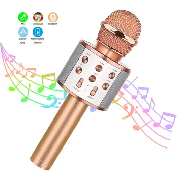 Беспроводной микрофон для караоке Bluetooth, динамик для караоке-микрофона с регулируемым FM-радио Remix для детей, девочек, мальчиков, подростков на день рождения