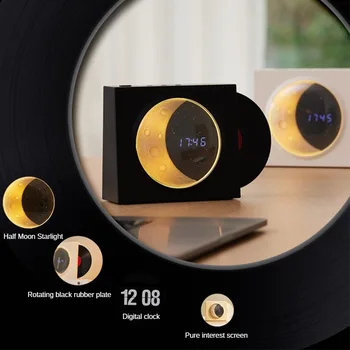 Винтажный проигрыватель виниловых пластинок Range Moon Bluetooth динамик с высоким качеством звука, музыкальная зарядка, Лунные часы, свет Звездного неба