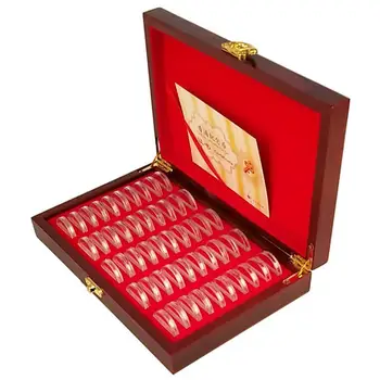 Деревянные ящики для коллекционирования монет Деревянный футляр для хранения монет с замком Коробка для коллекционирования монет на 50 Монет Памятная монета