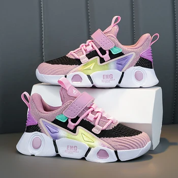 Детская обувь, кроссовки для девочек, Модные дышащие Детские кроссовки Для бега, Легкие Милые розовые Повседневные кроссовки Для девочек, Теннисные туфли