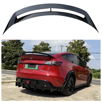 Для Tesla Model Y 2019 2020 2021 2022 2023+ Высококачественная АБС-краска Задний выступ багажника, спойлер на крыше, сплиттер, верхнее крыло