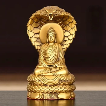 Домашний Будда Шакьямуни из чистой меди, поделки для зала Фэн-шуй, статуя Будды, украшения для дома, гостиной, спальни