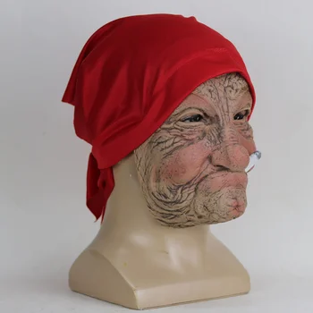 Дымчатая Бабушка, реалистичная маска для лица Пожилых женщин, Ужасная Латексная маска на Хэллоуин, страшная маска на всю голову, жуткое морщинистое лицо, реквизит для косплея