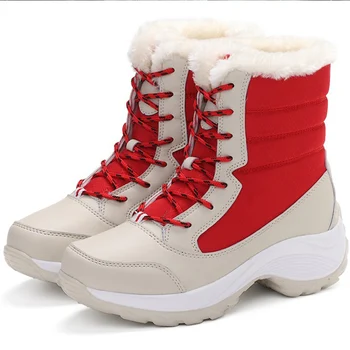Женские зимние ботинки 2023, новые зимние теплые ботинки, женские водонепроницаемые ботинки на каблуке, утепленная повседневная обувь с подкладкой из кашемира, женские ботинки