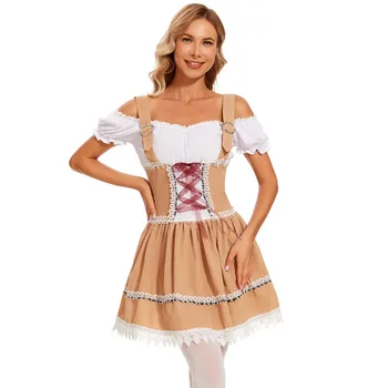 Женский карнавальный Немецкий костюм на Октоберфест Альпен Традиционный наряд Фрейлейн Косплей Маскарадное платье на Хэллоуин