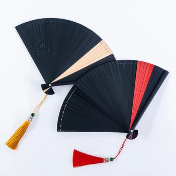 Изысканный классический веер для танцев Ханфу Чонсам, Подарочный веер, Технология печати И окрашивания, Складной Веер, китайский веер из цельного бамбука.