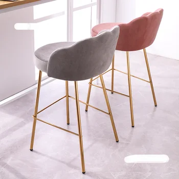 Итальянские роскошные домашние барные стулья с тканевой спинкой Современные высокие барные стулья для кухонной мебели Скандинавский Дизайнерский Высокий барный стул со спинкой