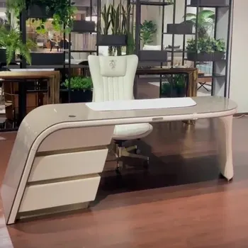 Итальянский легкий модный компьютерный стол класса люкс в стиле постмодерн с выдвижным ящиком для стола босса