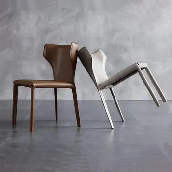Итальянский обеденный стул, Минималистичное кожаное кресло-седло, домашний Простой стул из твердой кожи, Дизайнерский стул для кафе Nordic