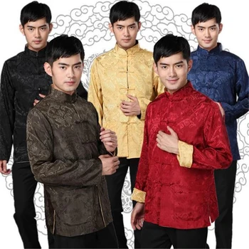 Костюм Тан Традиционная китайская одежда для мужчин Рубашка Куртка с двойным воротником Топ Чонсам Ретро Новинки года Одежда Кунг-фу