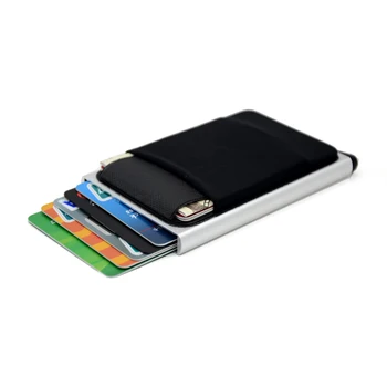 Кошелек Тонкий алюминиевый с эластичной спинкой, держатель для кредитных карт, мини RFID-кошелек, автоматический всплывающий чехол для банковских карт