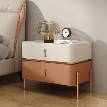 Креативный прикроватный столик в спальне, простой современный стиль, цельная кожа, Высококачественная мебель Sense Light, Роскошная мебель для прикроватных тумбочек из массива дерева