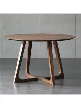 Круглый стол в скандинавском стиле, стол из массива дерева, Семейный маленький столик, Простая современная мебель для обеденного стола, Обеденные круглые столы