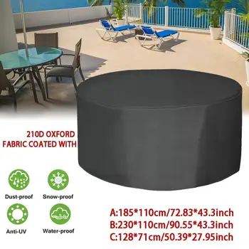Круглый чехол для садовой мебели, черный 210D Оксфорд, тканевый чехол для патио, защита от пыли, Водонепроницаемый, Анти-УФ, Dustpro D6X8