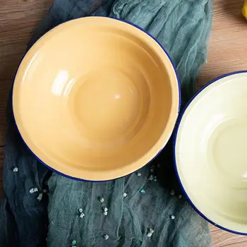 Кухонная чаша в стиле ретро, Гладкая поверхность, 2 цвета, Эмалированный таз, Суповая тарелка, устойчивость к коррозии