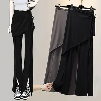 Модный Нишевый дизайн, Повседневные Свободные брюки, Элегантные Лоскутные драпировки, Длинные брюки в пол, женские Летние новинки 2023