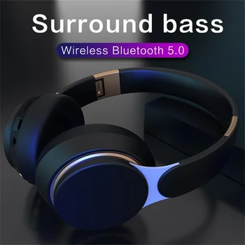 Накладные наушники Bluetooth 5.0 с объемным басом, стереогарнитура, беспроводная складная 3,5-мм розетка с микрофоном, спортивные накладные наушники