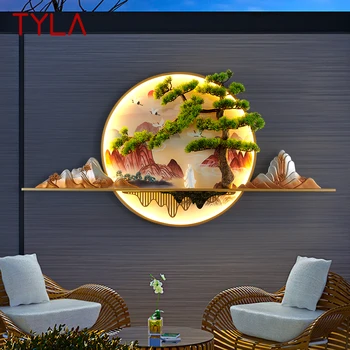 Настенная лампа TYLA Solar Креативный Сосновый Круговой пейзаж Водонепроницаемая настенная картина для украшения внутреннего двора виллы