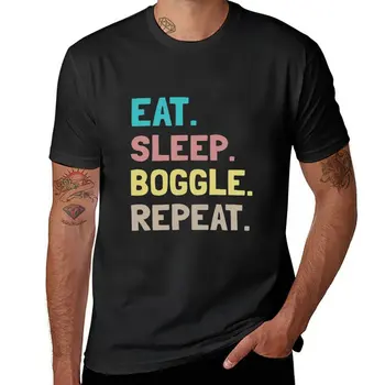 Новая футболка Eat Sleep Boggle Repeat, винтажная футболка, футболка с аниме, мужская футболка